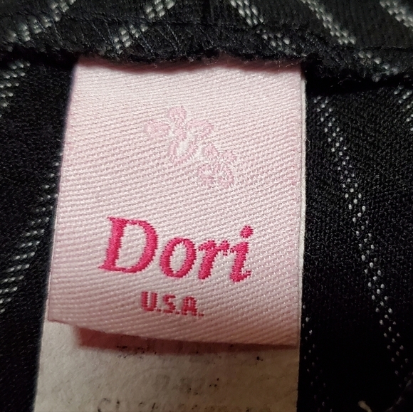 VINTAGE 90s Dori Goth Black White Pinstripe Stretchy Flare Wide Leg Trousers - Picture 10 of 11